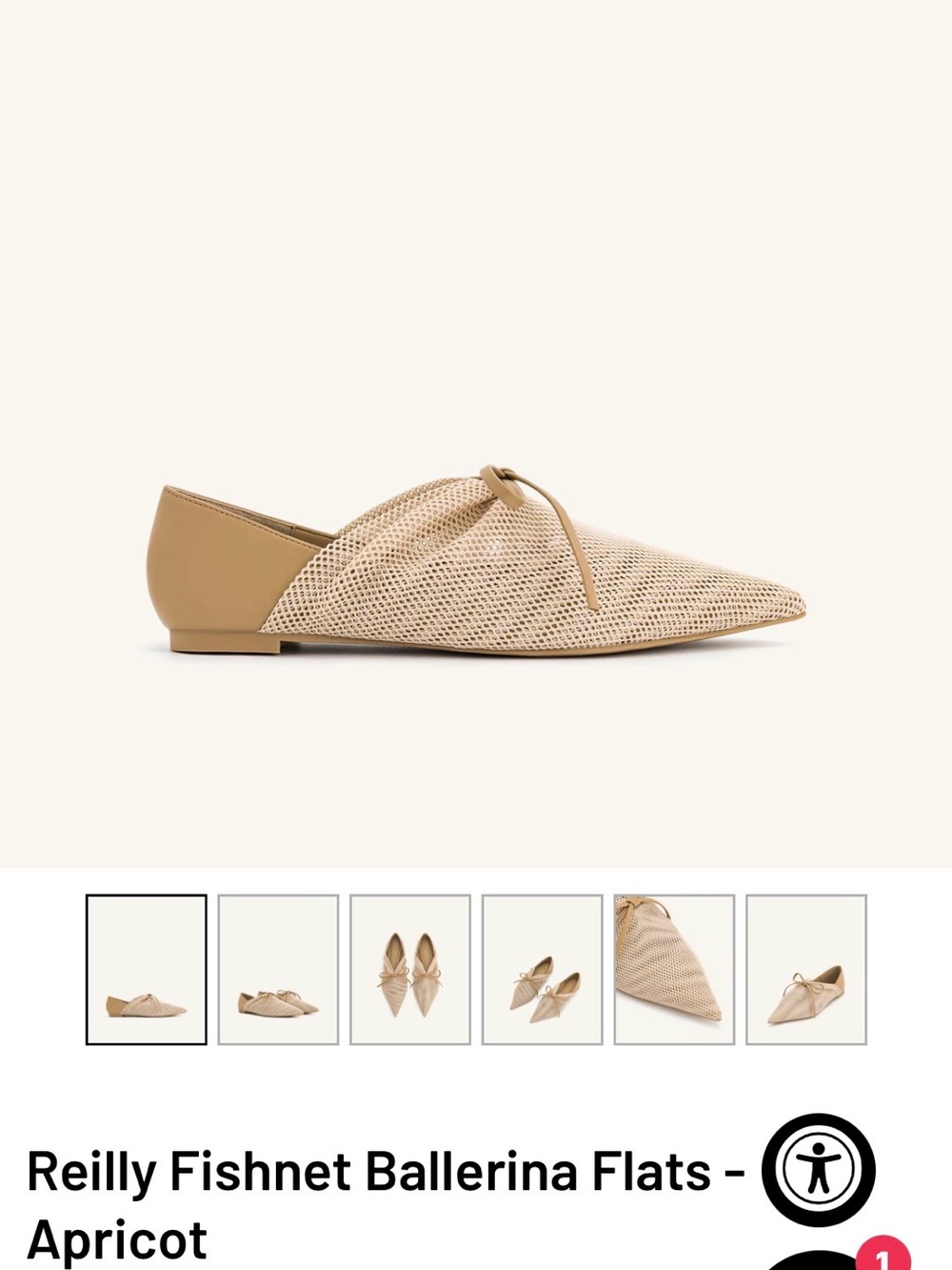 JW PEI Reilly Fishnet Ballerina Flats - Apricot SIZE 8.5